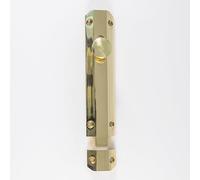 Kooples Hardware Surface Bolt - Heavy-Duty Straight Door Latch for Wooden Doors, Gates, Sheds & Cabinets - Solid Brass Finish with Screws. (Polished Brass, 152mm x 36mm)