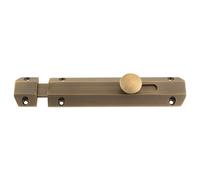 Kooples Hardware Surface Bolt - Heavy-Duty Straight Door Latch for Wooden Doors, Gates, Sheds & Cabinets - Solid Brass Finish with Screws. (Antique Brass, 152mm x 36mm)