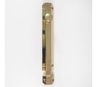 Kooples Hardware Surface Bolt - Heavy-Duty Straight Door Latch for Wooden Doors, Gates, Sheds & Cabinets - Solid Brass Finish with Screws. (Polished Brass, 202mm x 36mm)