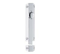 Kooples Hardware Surface Bolt - Heavy-Duty Straight Door Latch for Wooden Doors, Gates, Sheds & Cabinets - Solid Brass Finish with Screws. (Polished Chrome, 102mm x 36mm)