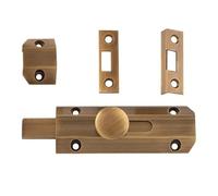 Kooples Hardware Surface Bolt - Heavy-Duty Straight Door Latch for Wooden Doors, Gates, Sheds & Cabinets - Solid Brass Finish with Screws. (Satin Chrome, 102mm x 36mm)