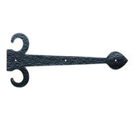 Kooples Hardware Sword Hinge Front | Decorative Faceplate for Strap Hinges | Traditional Rustic Hardware for Gates, Doors & Shutters | Black Antique or Galvanised Finish (458mm x 160mm)