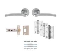 Kooples Hardware Tavira Latch Pack - Ultimate Door Handle Set with Lever on Rose, Tubular Latch, Hinges & Fixings - Satin Chrome Finish - Complete Internal Door Kit (Polished Chrome)