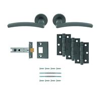 Kooples Hardware Tavira Latch Pack - Ultimate Door Handle Set with Lever on Rose, Tubular Latch, Hinges & Fixings - Satin Chrome Finish - Complete Internal Door Kit (Anthracite)