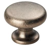 KOOPLES HARDWARE Temperance Knob Solid Brushed Stainless Steel - Elegant Round Cabinet Drawer Knob with Stepped Base (Pewter Effect)