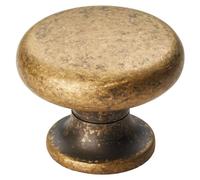 KOOPLES HARDWARE Temperance Knob Solid Brushed Stainless Steel - Elegant Round Cabinet Drawer Knob with Stepped Base (Antique Brass)