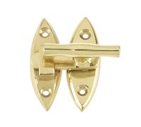 Kooples Hardware Throw Over Catch 54mm - Traditional Gate & Cabinet Latch - Surface Mounted Metal Catch for Double Doors, Sheds & Cupboards - Fixings Included (Polished Brass)