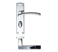 KOOPLES HARDWARE Toledo Lever on Bathroom Backplate 170mm x 40mm - Internal Door Handle with Privacy Turn & Release - Satin or Polished Finish - Elegant & Durable - Fixings Included (Polished Chrome)