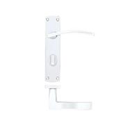 KOOPLES HARDWARE Toledo Lever on Bathroom Backplate - 170mm x 40mm - Rounded Lever for Internal Bathroom Privacy - Fixing Included (Polished Chrome)