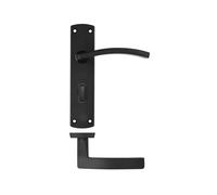 KOOPLES HARDWARE Toledo Lever on Bathroom Backplate - 170mm x 40mm - Rounded Lever for Internal Bathroom Privacy - Fixing Included (Matt Black)