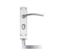 KOOPLES HARDWARE Toledo Lever on Bathroom Backplate - 170mm x 40mm - Rounded Lever for Internal Bathroom Privacy - Fixing Included (Satin Chrome)