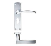 KOOPLES HARDWARE Toledo Lever on Euro Backplate - 170mm x 40mm - Satin Stainless Steel Door Handle - Rounded Lever for Internal Cylinder Lock Doors - Fixings Included (Satin Chrome)