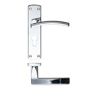 KOOPLES HARDWARE Toledo Lever on Euro Backplate - 170mm x 40mm - Satin Stainless Steel Door Handle - Rounded Lever for Internal Cylinder Lock Doors - Fixings Included (Polished Chrome)