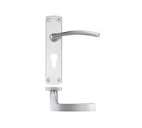 KOOPLES HARDWARE Toledo Lever on Euro Backplate - 170mm x 40mm - Satin Stainless Steel Door Handle Rounded Lever for Internal Cylinder Lock Doors - Fixings Included (Satin Chrome)