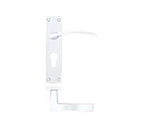 KOOPLES HARDWARE Toledo Lever on Euro Backplate - 170mm x 40mm - Satin Stainless Steel Door Handle Rounded Lever for Internal Cylinder Lock Doors - Fixings Included (Polished Chrome)