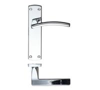 KOOPLES HARDWARE Toledo Lever on Latch Backplate 170mm x 40mm - Classic Curved Lever Handle for Internal Doors - Polished or Satin Finish - Durable and Stylish - Fixings Included (Polished Chrome)