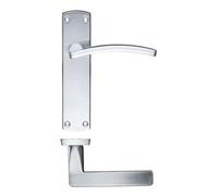 KOOPLES HARDWARE Toledo Lever on Latch Backplate 170mm x 40mm - Classic Curved Lever Handle for Internal Doors - Polished or Satin Finish - Durable and Stylish - Fixings Included (Satin Chrome)