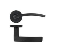 KOOPLES HARDWARE Toledo Lever on Round Rose - Stainless Steel Internal Door Handle - Angular Slimline Lever Design - Satin Brushed Finish - Fixings Included (Matt Black)