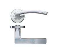 KOOPLES HARDWARE Toledo Lever on Round Rose - Stainless Steel Internal Door Handle - Slim Rectangular Modern Lever - Satin Brushed Finish - Fixings Included (Satin Chrome)