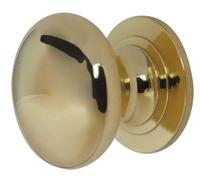 KOOPLES HARDWARE Traditional Cupboard Knobs - Classic Round Design in Solid Brass or Tin Finish - Timeless Cabinet Door Handle for Kitchen, Bedroom & Furniture (Polished Brass, 32mm)
