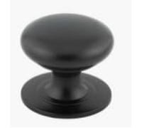 KOOPLES HARDWARE Traditional Cupboard Knobs - Classic Round Design in Solid Brass or Tin Finish - Timeless Cabinet Door Handle for Kitchen, Bedroom & Furniture (Black, 50mm)