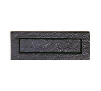 Kooples Hardware Traditional Letter Plate Black Front Door Mail Slot Classic Post Flap External Cover with Fixings (Boxed)