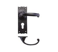 KOOPLES HARDWARE Traditional Lever Latch Door Handle 150mm x 50mm Backplate for Internal Doors - Classic Straight Lever Design for Hallways Bedrooms Lounges - Fixings Included (Euro Backplate)