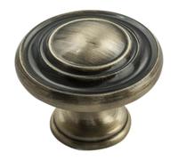 KOOPLES HARDWARE Traditional Pattern Knob Ornate Cabinet Knob - Vintage Round Drawer Pull with Decorative Detailing (Antique Brass)