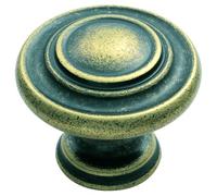 KOOPLES HARDWARE Traditional Pattern Knob Ornate Cabinet Knob - Vintage Round Drawer Pull with Decorative Detailing (Antique Burnished Brass)