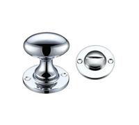 KOOPLES HARDWARE Turn and Release - 38 x 22mm Thumbturn - 40mm Diameter Escutcheon - 5mm Spindle - Compact Bathroom Privacy Lock Set - Fixings Included (Polished Chrome)