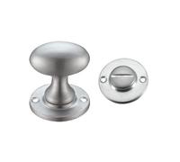 KOOPLES HARDWARE Turn and Release - 38 x 22mm Thumbturn - 40mm Diameter Escutcheon - 5mm Spindle - Compact Bathroom Privacy Lock Set - Fixings Included (Satin Chrome)