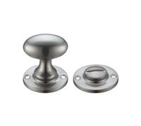 KOOPLES HARDWARE Turn and Release - 38 x 22mm Thumbturn - 40mm Diameter Escutcheon - 5mm Spindle - Compact Bathroom Privacy Lock Set - Fixings Included (Satin Nickel)
