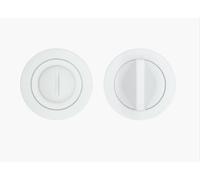 Kooples Hardware Turn and Release Set with 50mm Round Rose - Thumbturn and Indicator for Bathroom Door Locks - Satin Stainless Steel - Privacy Function - Fixings Included (Powder Coat White)