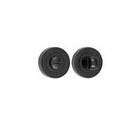 Kooples Hardware Turn & Release 50mm Round Rose No Indicator Privacy Lock Satin Chrome or Black Finish - Bathroom Toilet Door Fitting (Black)
