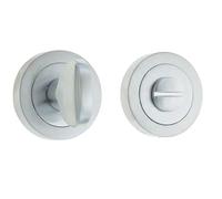 Kooples Hardware Turn Release 50mm Round Rose No Indicator Privacy Lock with Finish - Bathroom Toilet Fitting (Satin Chrome)