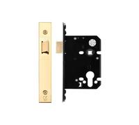Kooples Hardware Upright Latch 76mm - Mortice Latch with PVD Forend and Strike Plate for Internal Timber Doors (Brass Finish/Anti Tarnish)