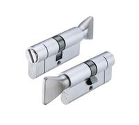 Kooples Hardware V5 Euro Profile Cylinder with Coin Release - 5-Pin Thumbturn Lock with Emergency Slot - Internal Privacy Lock for Bathroom (Euro - Keyed to Differ (E), Satin Chrome, 70mm)