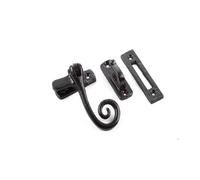 Kooples Hardware Valley Forge Curly Tail Casement Fastener 90x55mm - Hand-Forged Wedge Window Fastener for Timber Windows - Traditional Black Iron Cottage Style (Black)