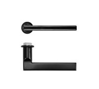 KOOPLES HARDWARE Varese Lever Handle Satin Chrome Modern Door Furniture with 32mm Round Mini Rose (PVD Black)