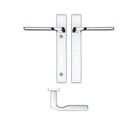 KOOPLES HARDWARE Vela Lever on Narrow Euro Backplate 220mm x 32mm - Slim Backplate Door Handle for Euro Cylinder Locks - Modern T-Bar Lever Design - Fixings Included (Polished Chrome)