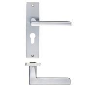 KOOPLES HARDWARE Venice Lever on Euro Backplate - Classic Door Handle with Euro Lock Cut-Out - Internal or External Use - Satin or Polished Finish - Fixings Included (Satin Chrome)