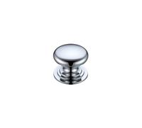 KOOPLES HARDWARE Victorian Cupboard Knob - 25mm Traditional Round Drawer Handle with Decorative Base for Cabinets & Furniture (Polished Chrome)