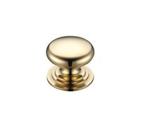KOOPLES HARDWARE Victorian Cupboard Knob - 45mm Large Round Furniture Handle with Ornate Base for Cabinets, Drawers & Wardrobes (Polished Brass)