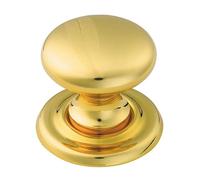 KOOPLES HARDWARE Victorian Knob Solid Brass - Traditional Round Cabinet Drawer Knob with Decorative Base and Aged Finish (Polished Brass, 36mm)