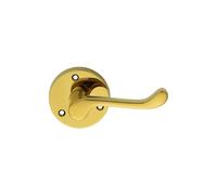 KOOPLES HARDWARE Victorian Scroll Lever Door Handle - Round Rose Traditional Internal Handle - Classic Style - Supplied in Pairs with Fixings (Polished Brass, 58mm)