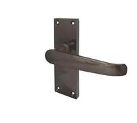 KOOPLES HARDWARE Victorian Straight Door Handle on Short Latch Plate - Dark Bronze Finish - Traditional Compact Lever Handle for Internal Non-Locking Doors
