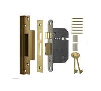 Kooples Hardware Viscount 5 Lever Rebated Mortice Sashlock - High Security Internal & External Door Lock with Strike Plate and Screws - Polished Brass Finish (Brass Effect, 13mm)