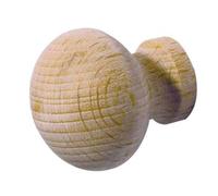 KOOPLES HARDWARE Wooden Cupboard Knobs - Natural Timber Cabinet Handles for Kitchen, Bedroom & Furniture - Smooth Round Drawer Pulls in Classic Style (Unvarnished, 50mm)