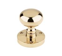 KOOPLES HARDWARE Zoo Mushroom Mortice Door Knob Pair - 61.5mm Rose & 52mm Knob Diameter - Unsprung Interior Door Handles - Fixings Included (Polished Brass)