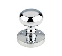 KOOPLES HARDWARE Zoo Mushroom Mortice Door Knob Pair - 61.5mm Rose & 52mm Knob Diameter - Unsprung Interior Door Handles - Fixings Included (Polished Chrome)